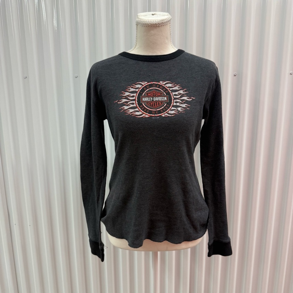 Harley-Davidson Black Long-Sleeve Tee with Flame Logo